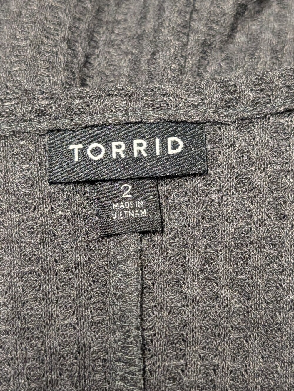 Torrid Size 2 Charcoal Gray Waffle Knit Button Front V-Neck Short Sleeves Tunic - Picture 6 of 7